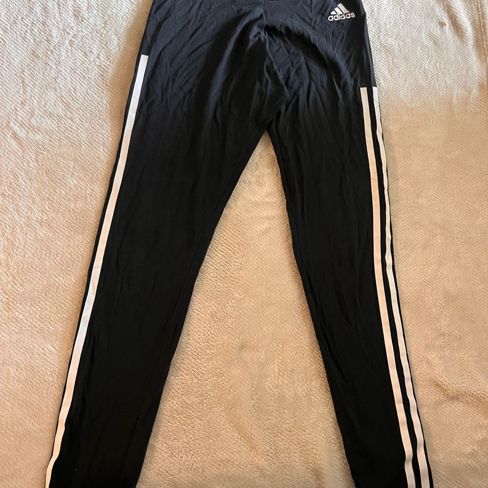 Adidas Black and White Sweatpants with Tapered Fit